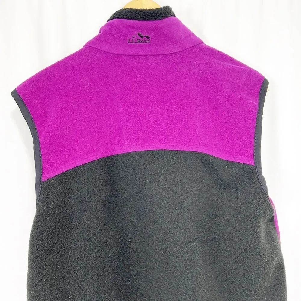 L.L. Bean Purple and Black Colorblock Fleece Vest Medium